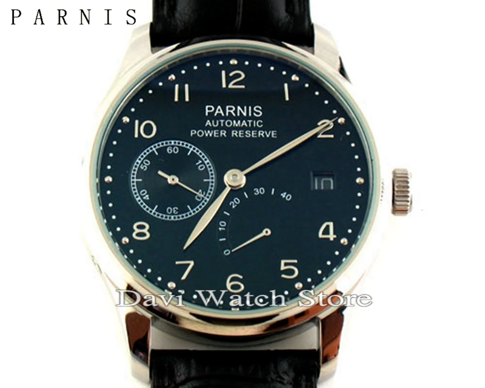 Parnis 43 мм черный циферблат резерв энергии Чайка 2530 Автоматический чехол из