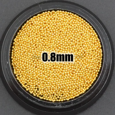 0.8mm Gold 1 горшок высокого качества 0,4-3 мм 4 цвета сплав металла круглый бисер "икра" шар ногтей искусство горный хрусталь, драгоценный камень украшения Маникюр Советы из серии «сделай сам» CF - Цвет: 0.8mm Gold