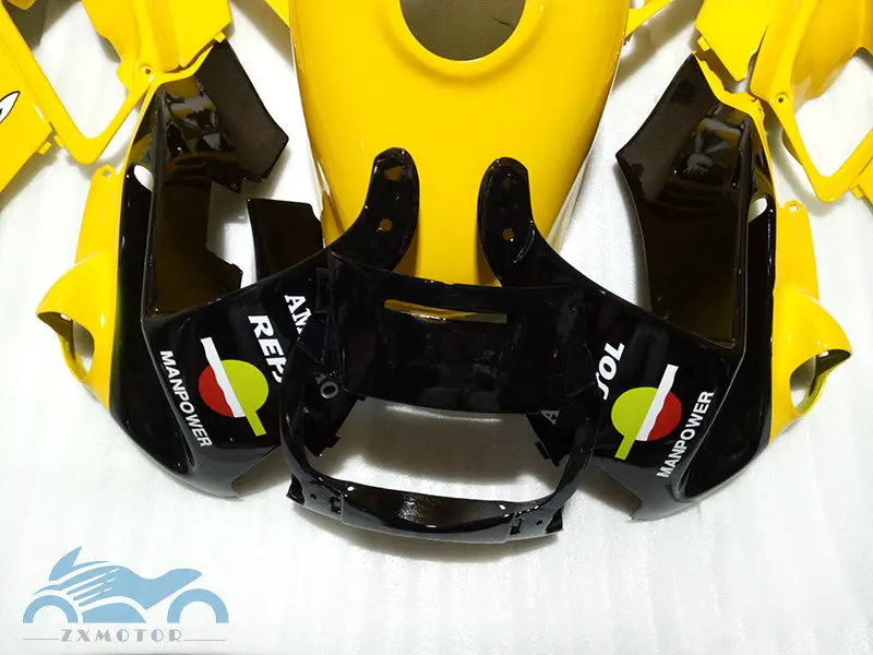 Полный комплект обтекателей для HONDA 91 92 93 94 CBR 600 F2 желтый репсол мотоцикла CBR600 1991