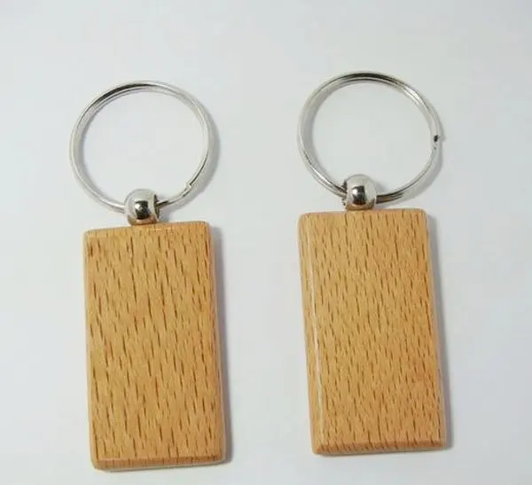 Оптовая продажа 10 шт. пустая деревянная цепочка для ключей рекламная