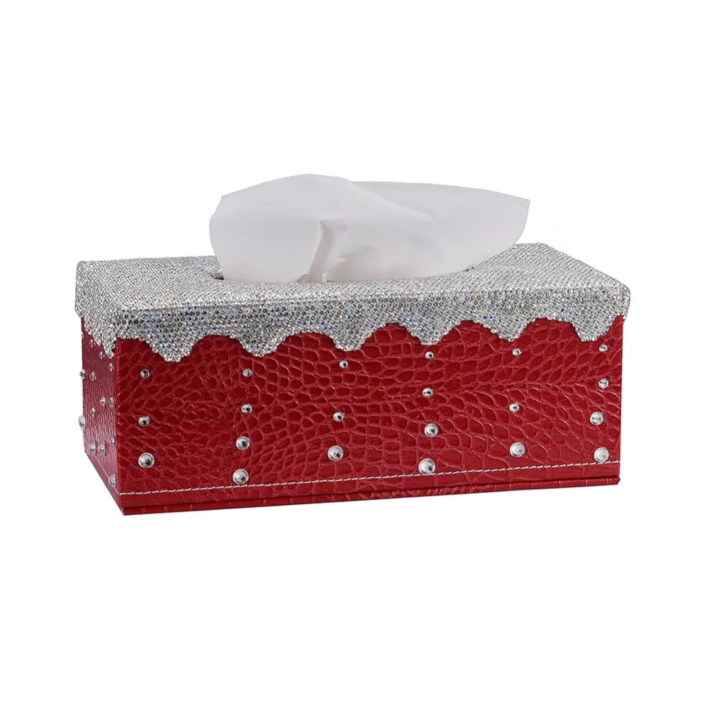 Shinny Car Organizer Cover Case For Paper Tissue Box Cover Rectangular Holder for Home Car Office Decor - Color Name: Gold