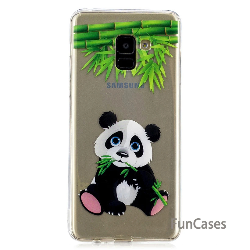Чехол для samsung A8 2018 A530F силиконовый чехол Plus A730F прозрачный с милой пандой из