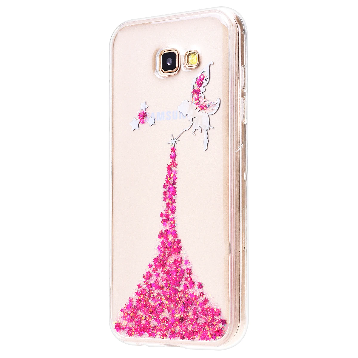 Мягкий чехол GrandEver для Samsung Galaxy A7 силиконовый Bling Star Angle розовый красный синий
