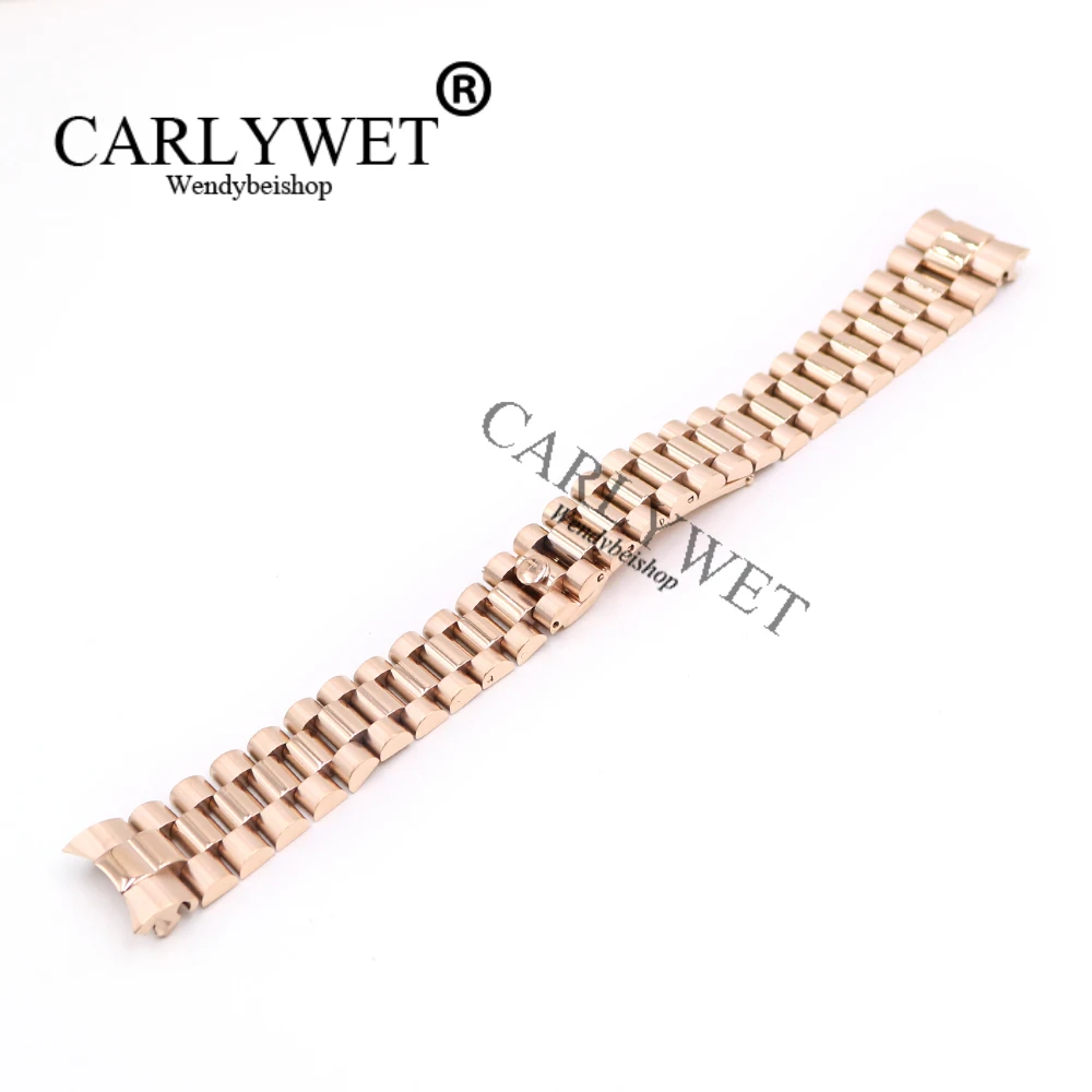 CARLYWET 20mm Solid Curved End Screw Links Stainless Steel Replacement Wrist Watch Band Bracelet Strap For President