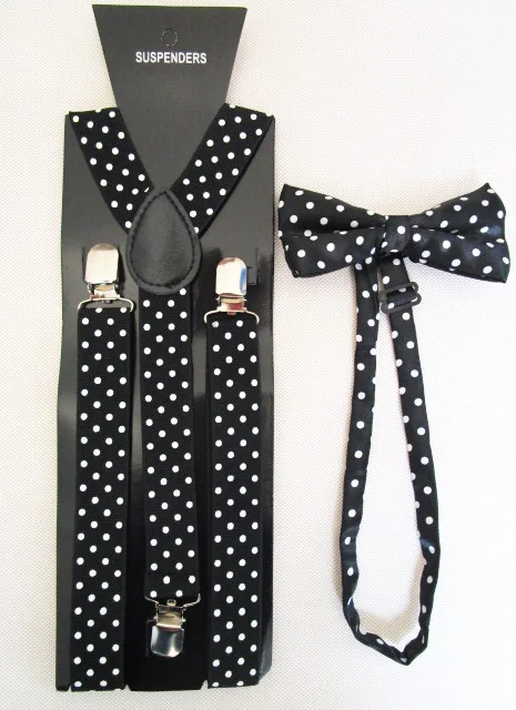 Женский комплект с галстуком бабочкой и подтяжками в черный горошек новинка 2018|bow
