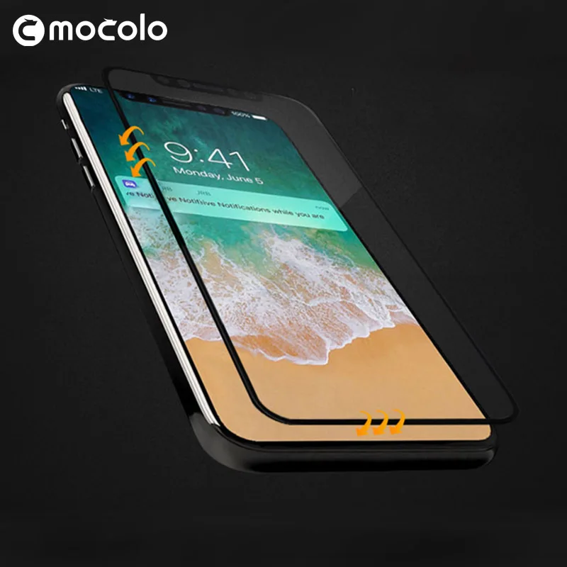 Защитное стекло mocolo закаленное для iPhone X мягкое 3D изогнутое защитное с полным