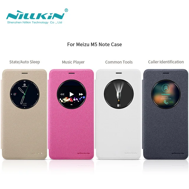 NILLKIN case для meizu m5 примечание 5.5 дюймов sparkl PU кожа флип крышка смарт wake up круглый