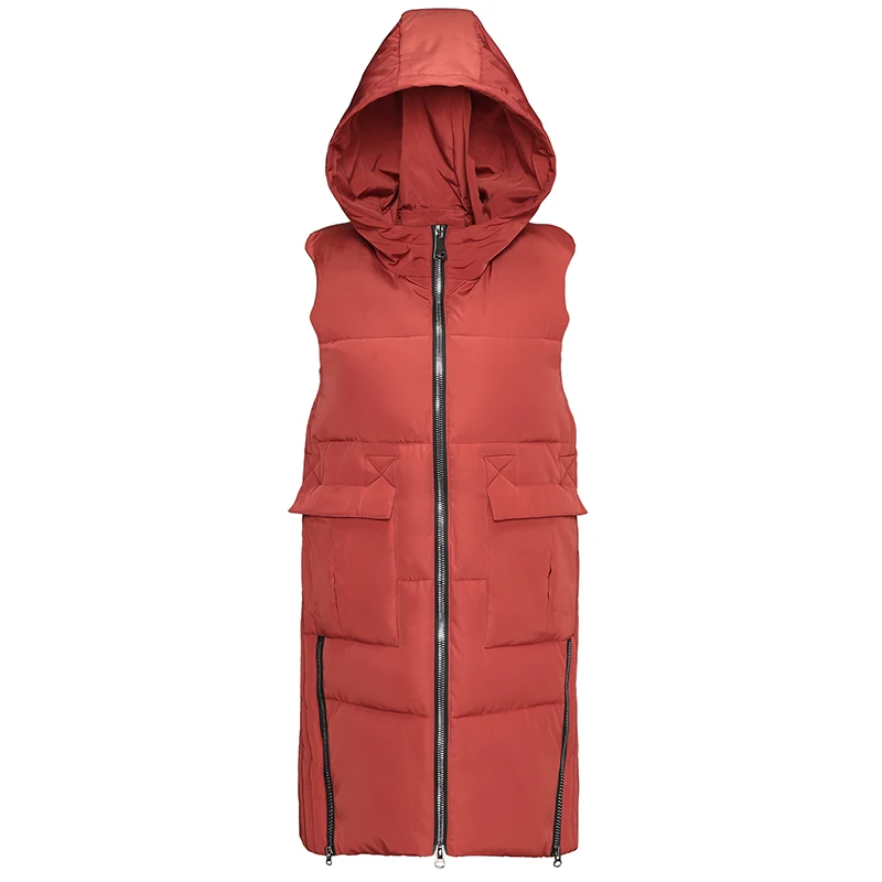 Женский Длинный жилет KUYOMENS хлопковый тонкий с капюшоном без рукавов новинка зимы
