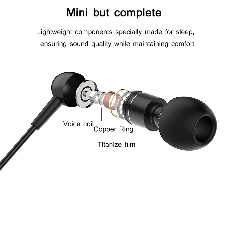 Mijiaer M406 спальный наушники с микрофоном Управление металлическом ультра легкий