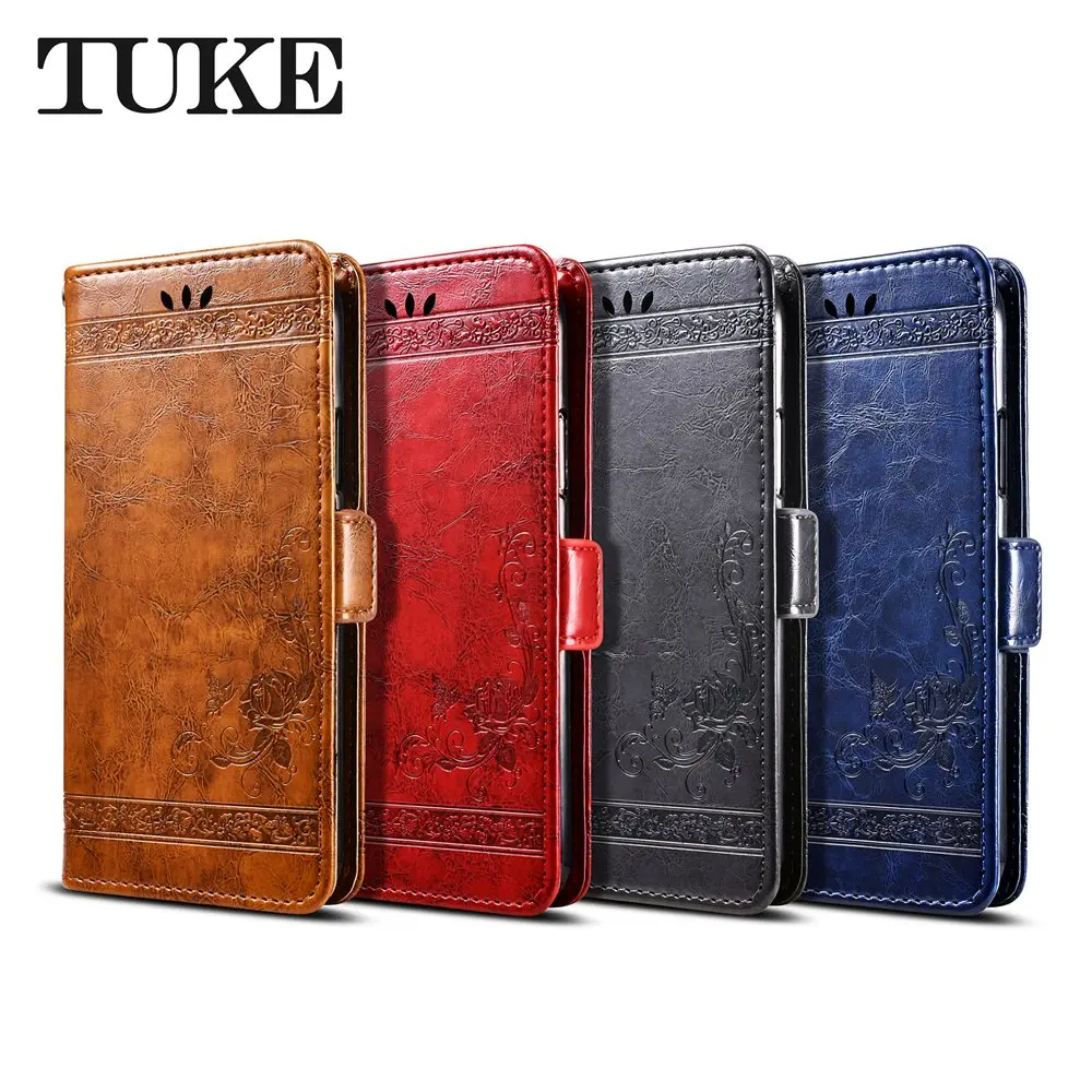 Чехол из рельефной масляной кожи с цветочным узором для Wiko Jerry 3 в стиле "Flip Book Business Wallet" с мягкой силиконовой задней крышкой - Vintage Embossed Flower Oil Wax Leather Case For Wiko Jerry 3 Flip Book Business Wallet Soft TPU Silic