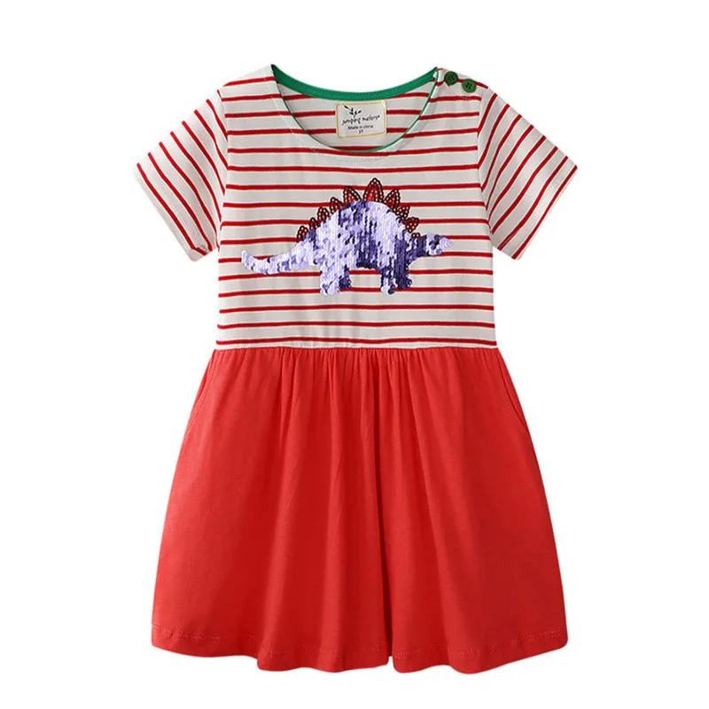 Jumping Meters Baby Girls Clothing Princess Summer Strawberry Stripe Party Tutu Cotton Kids Dresses Lovely Cute | Детская одежда и