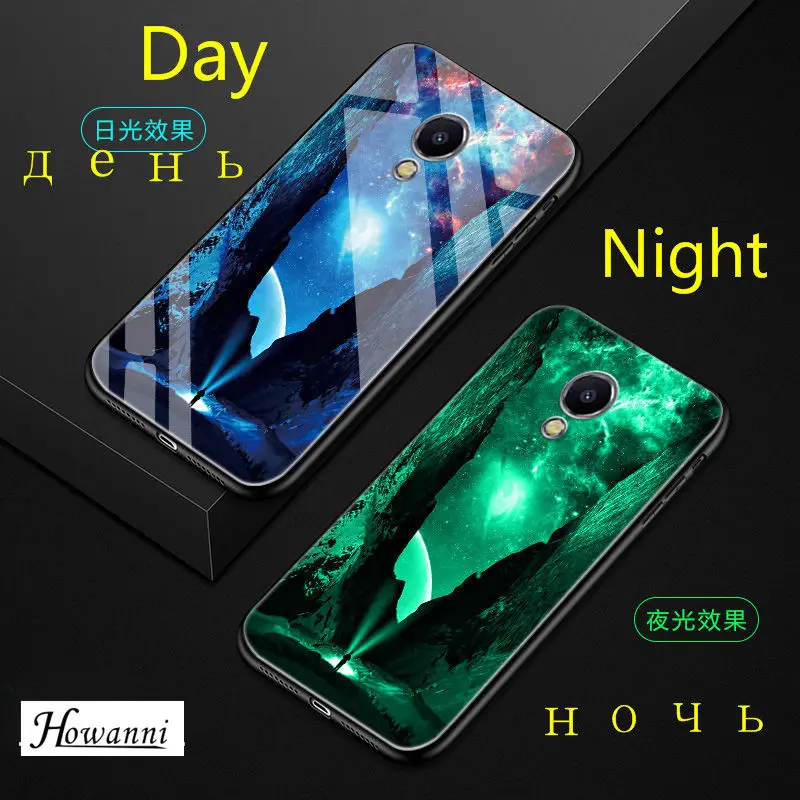 Phone Case For Meizu M5 Note Luminous Tempered Glass Back Cover Silicone ShockProof Bag | Мобильные телефоны и аксессуары