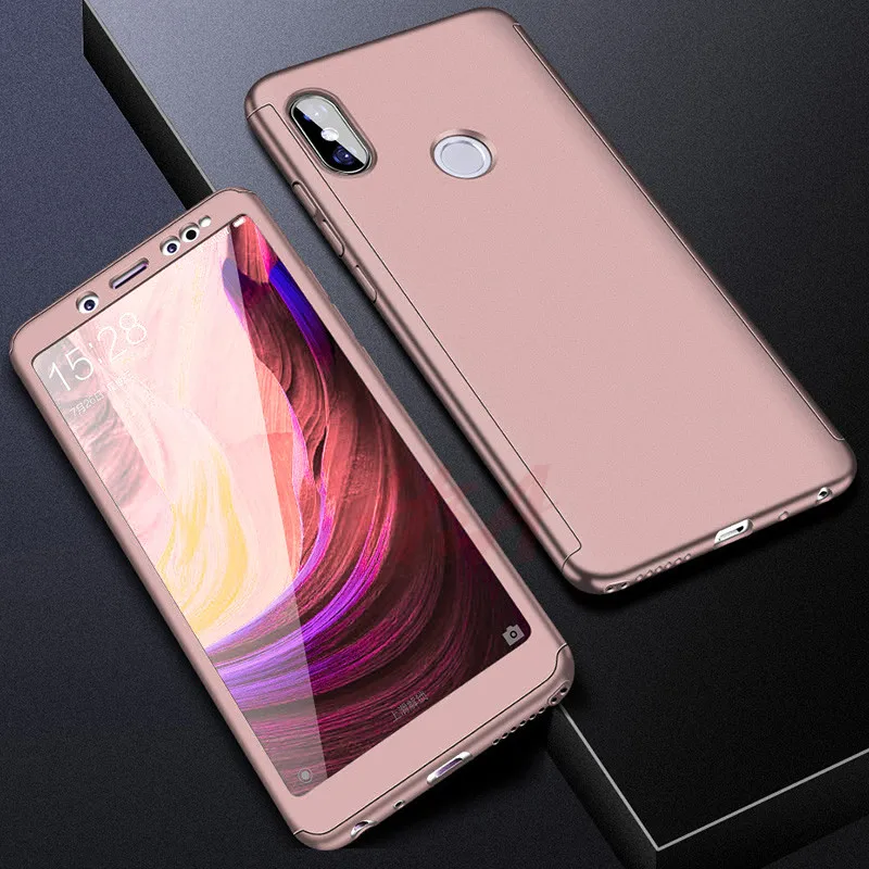 Pink Luxury 360 Full Protective Case For Xiaomi Redmi Note 6 5A 5 Pro Phone Case Glass For Redmi S2 6A 6 Pro 5 Plus 5A Case Glass - Color: Pink