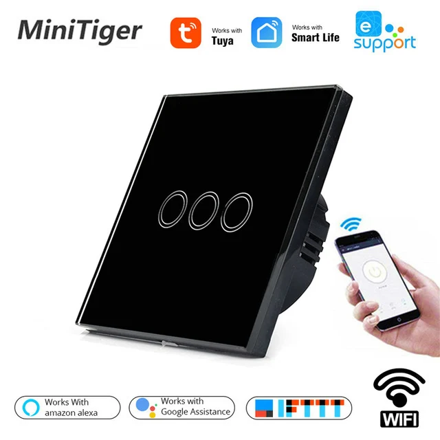 Умный стандарт ЕС Tuya/Smart Life/ewelink 3 банды 1 способ WiFi настенный светильник сенсорный