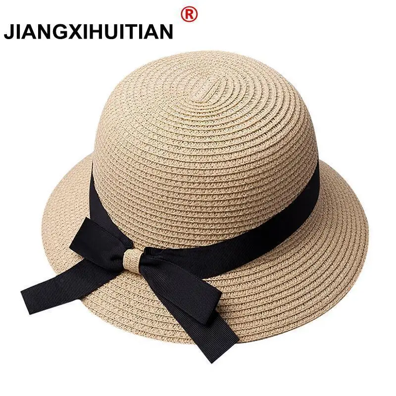 

Женская шляпа от солнца с большим бантом и широкими полями, летние шляпы для женщин, Пляжная Панама, Соломенная Панама, солнцезащитный козырек, женская кепка