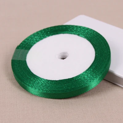 25 ярдов Зеленая Шелковая атласная лента Свадебный декор подарочная упаковка