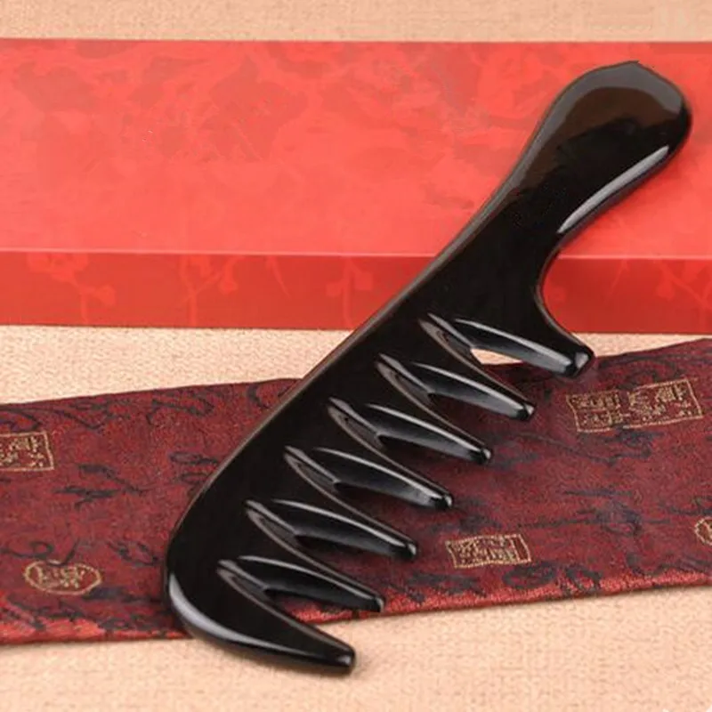 1 шт., Новое поступление, черные расчески для волос Buffalo Ox Horn, хорошее качество, антистатические расчески для волос, Стильный дизайнерский массажер для головы, инструмент для укладки