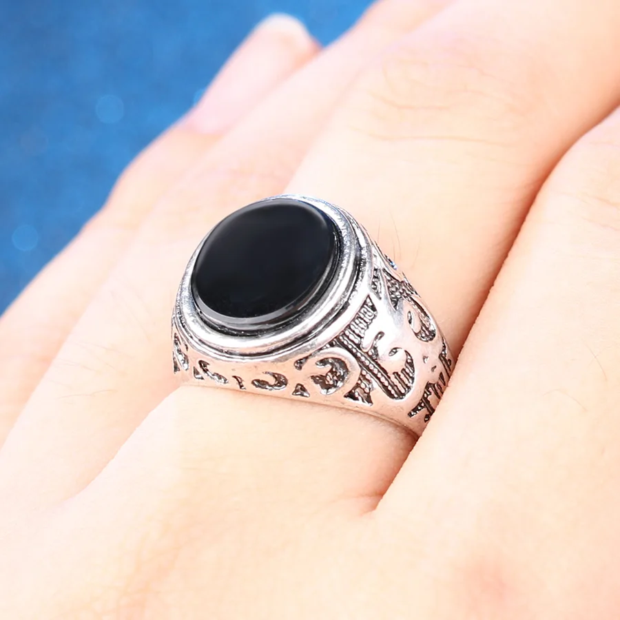 Мужское черное кольцо в стиле панк с серебряным покрытием|jewelry ring holder|ring jewelry
