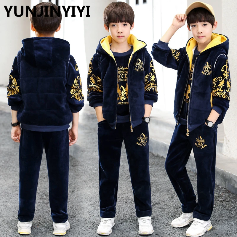 YUNJINYIYI Children's Clothes For The Boy Sports Suit Three-piece autumn and winter Boys kids clothes |
