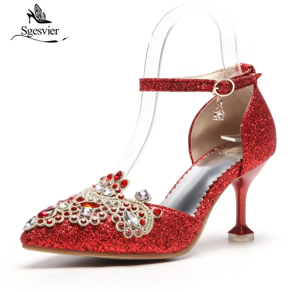 Женские блестящие сандалии на высоком каблуке с острым носком B537|Боссоножки и