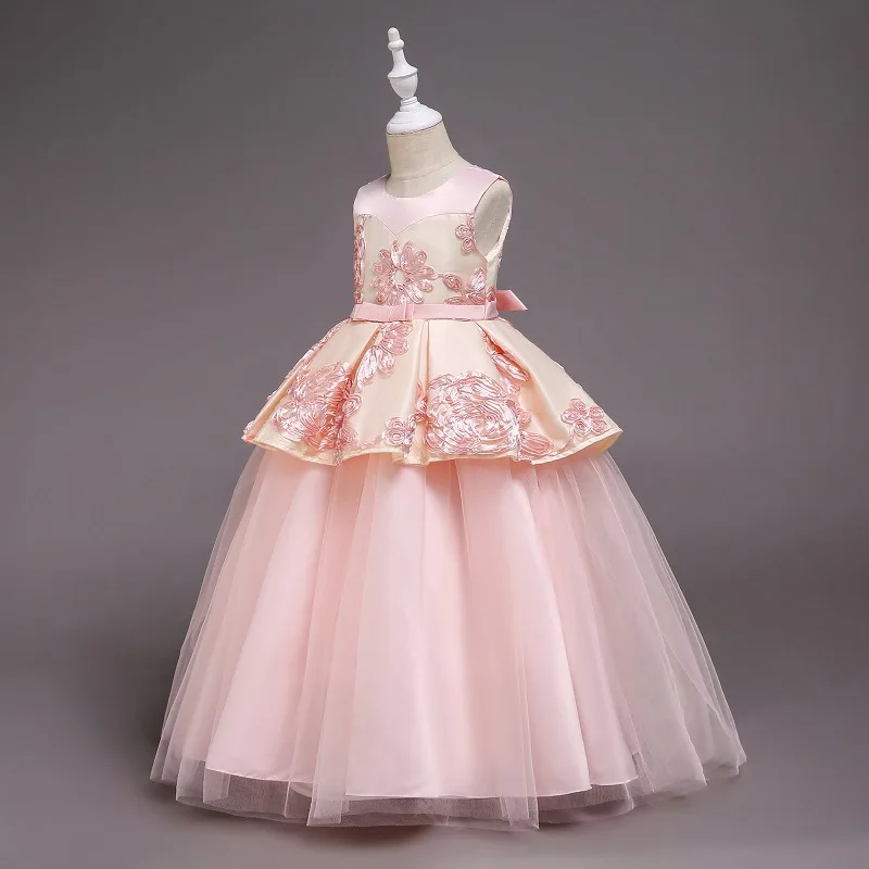 HOT Girl Clothes 2019 new Summer Dress Formal Bridresmaid Wedding Gown Princess Flower Girls Sleeveless Kids Party | Детская одежда и