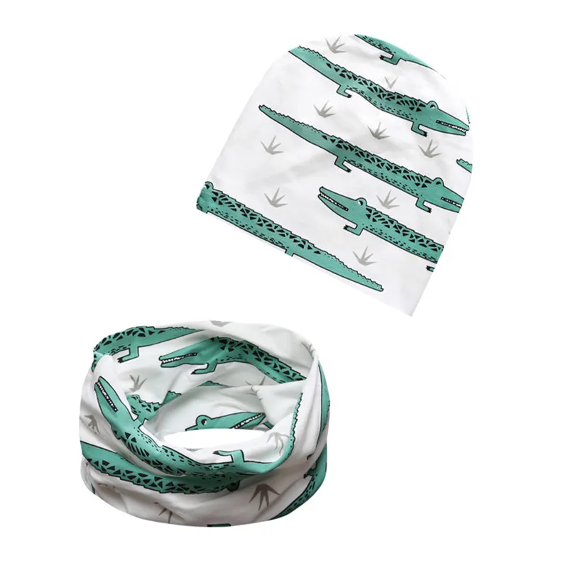 Осень зима 2020 хлопковая детская шапка с принтом животных шарф шапочки для