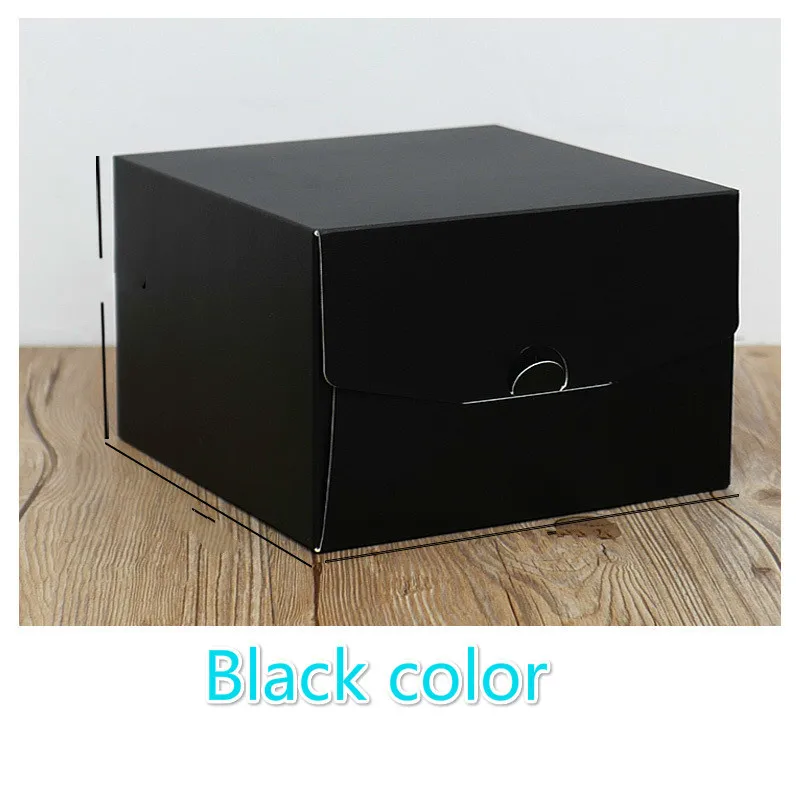 black color Новая цветная коробка для выпечки 6 дюймов 21x21x15 см 8 дюймов 26x26x15 см 10 дюймов 12 дюймов рельефная Подарочная коробка для торта на день рождения - Цвет: black color