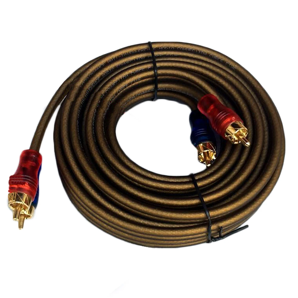 Очень чистый кислород без меди высокой плотности высококачественный сабвуфер усилитель сигнала кабель двойной экранированный аудиокабель коричневый 5 м