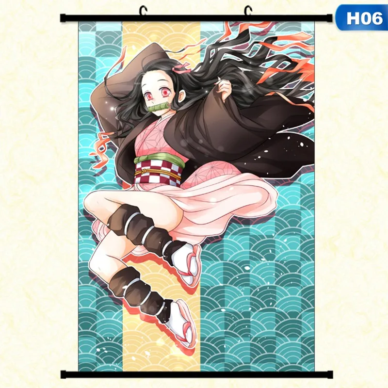 Японское аниме Demon Slayer: Kimetsu No Yaiba Kamado Tanjirou Kamado Nezuko настенный свиток плакат Настенные подвесные плакаты домашний декор