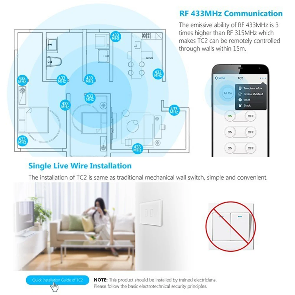 Broadlink TC2 WiFi переключатель 110 В 220 световые переключатели Сенсорная панель стандарт