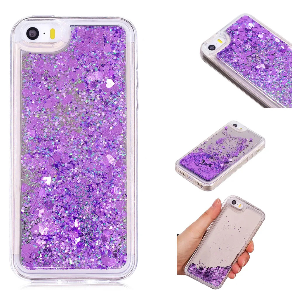 Крышка чехол для телефона iPhone5/5S/SE динамичный жидкий песок блеск зеркало Стиль