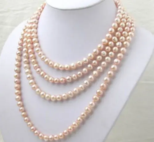

Selling Jewelry>>> AAA 7-8MM pink Akoya pearl long necklace 100 inch