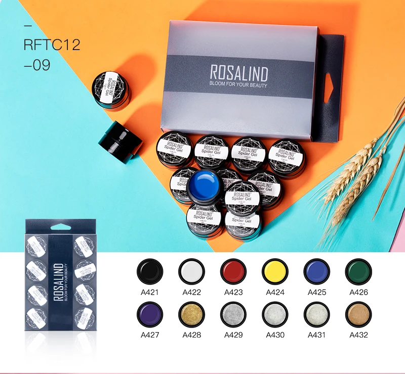 ROSALIND Gel Nail Polish Set 12PCS/Set Painting Spider Shiny Gel Manicure Set Stamping acrylic Nail Kit Varnish All For Manicure