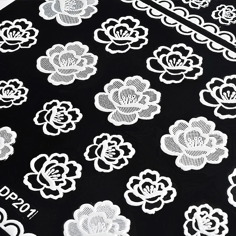 1 шт. белые кружевные наклейки для ногтей с цветами самоклеящиеся дизайна