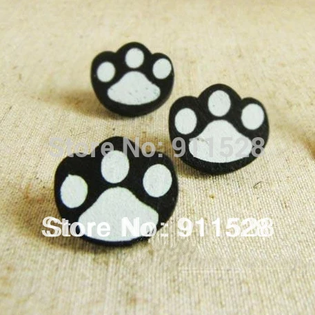 Симпатичные Paw Cartoon Деревянные Пуговицы DIY Детская Одежда Кнопки 100 шт. Оптовая