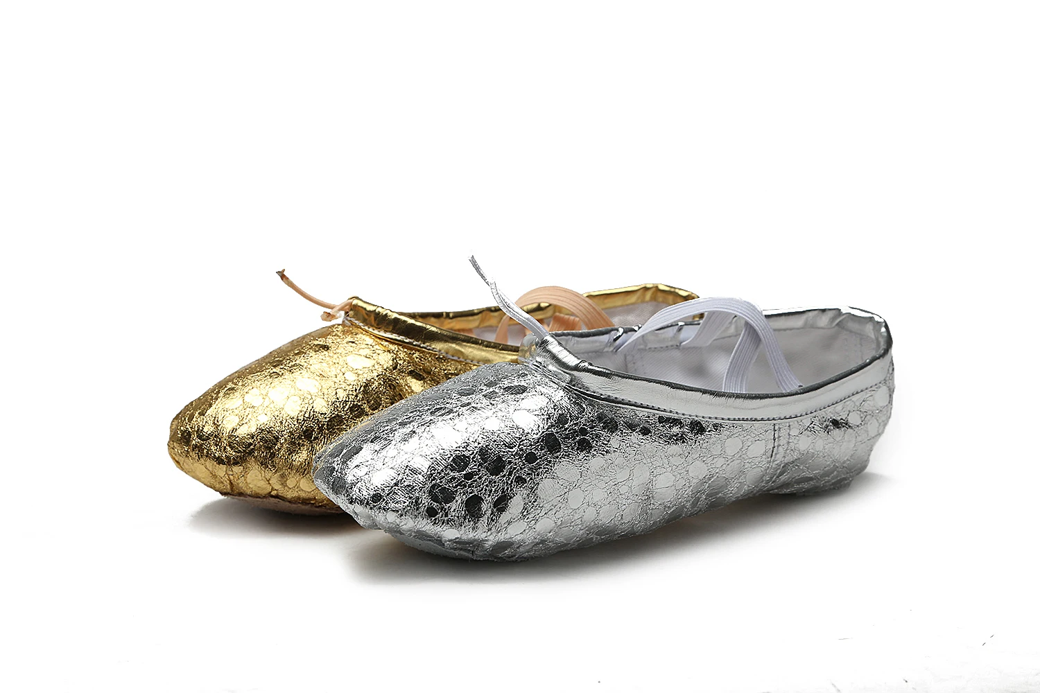 Скидка верх из искусственной кожи золотой и серебряный цвета женские пуанты