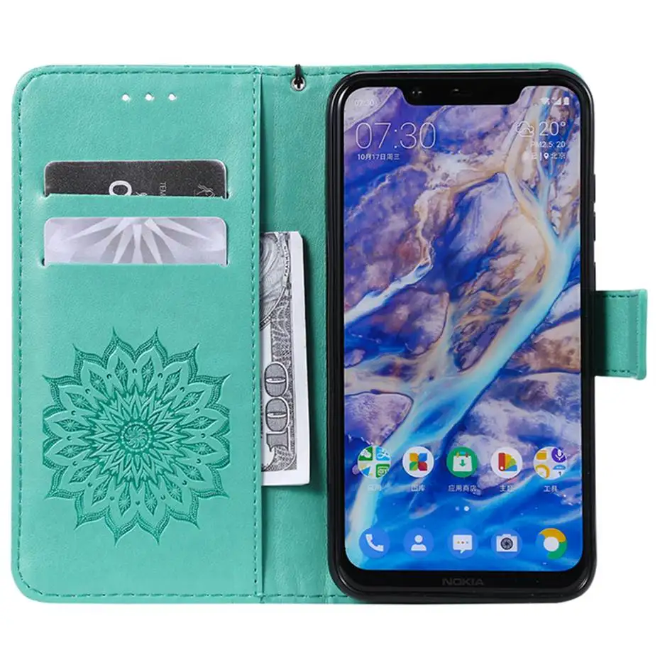 Из искусственной кожи флип чехол для Nokia 3, 5, 6, 8, 9, чистый вид кошелек с рисунками подсолнуха чехол для Nokia 1 3,1 3,2 4,2 7,1 8,1 плюс Чехол для телефона чехол