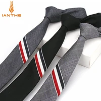 6cm vintage stripe solid ties for men skinny cotton necktie corbatas hombre gravata slim marriage groom neck tie classic bowknot