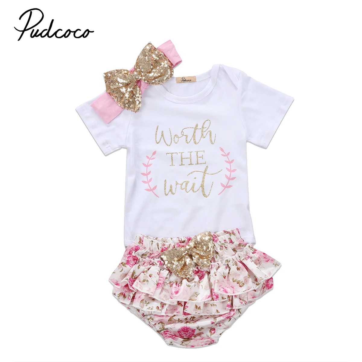 Модный комплект одежды с блестками для маленьких девочек 2017 комбинезон коротким