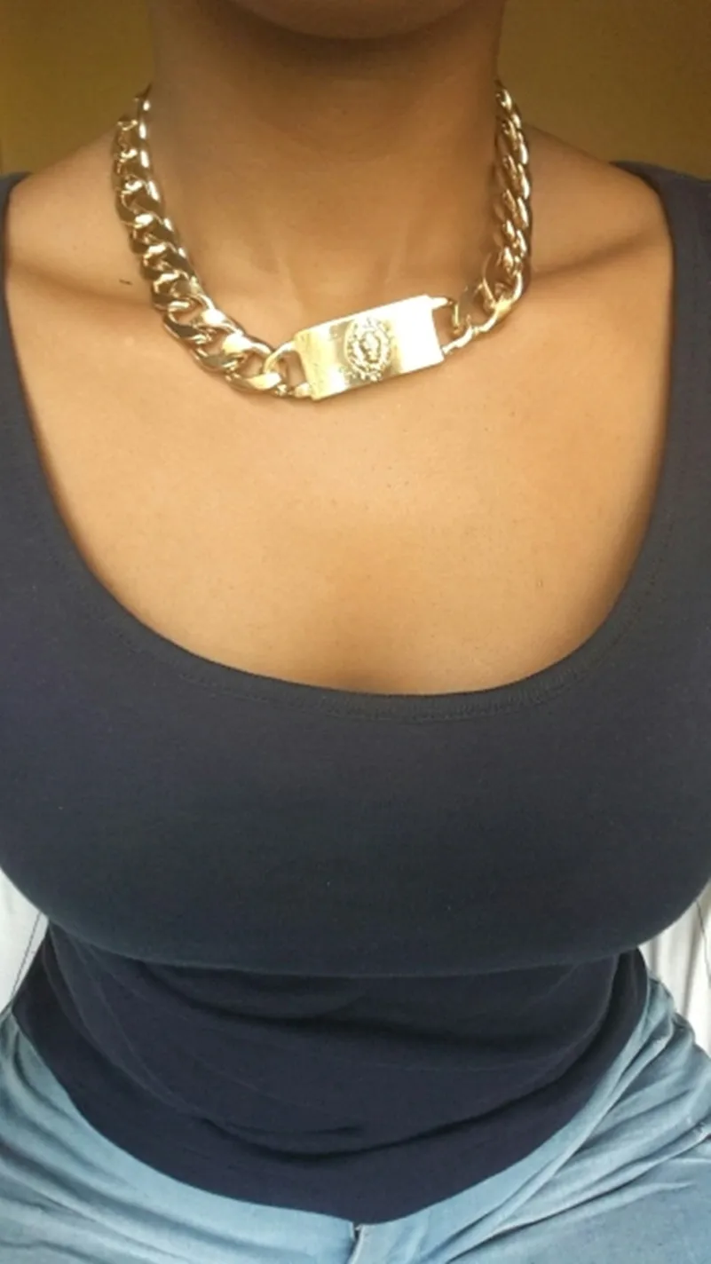 Сплав пластина заявление голова льва ID ожерелье с массивной металлической