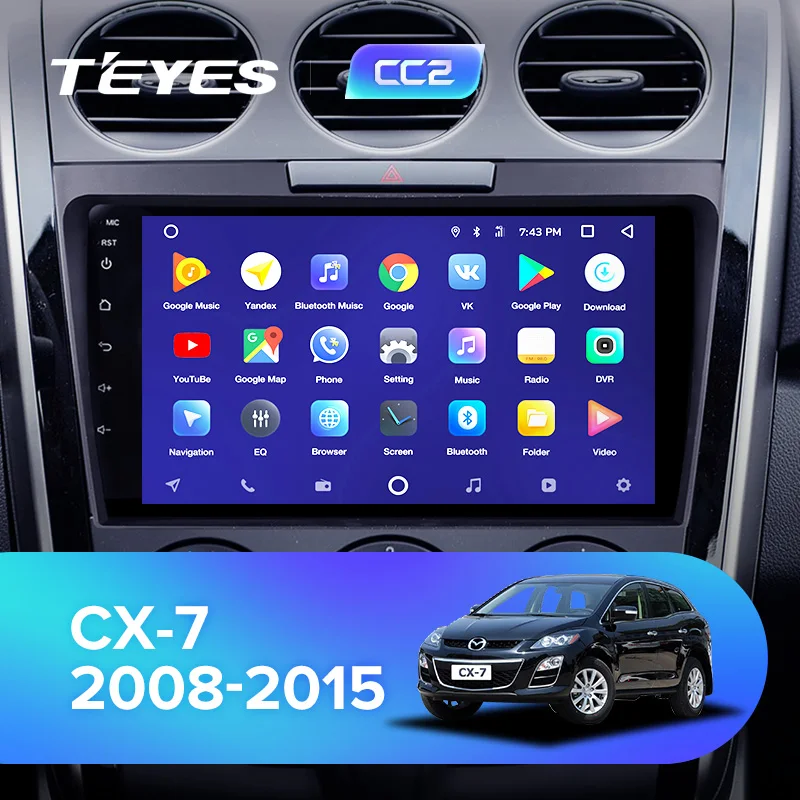 TEYES CC2 Штатная магнитола для Мазда Mazda CX7 CX-7 CX 7 ER 2009 2010 2011 2012 2013 Android 8.1, до 8-ЯДЕР, до 4+ 64ГБ 32EQ+ DSP 2DIN автомагнитола 2 DIN DVD GPS мультимедиа автомобиля головное устройство