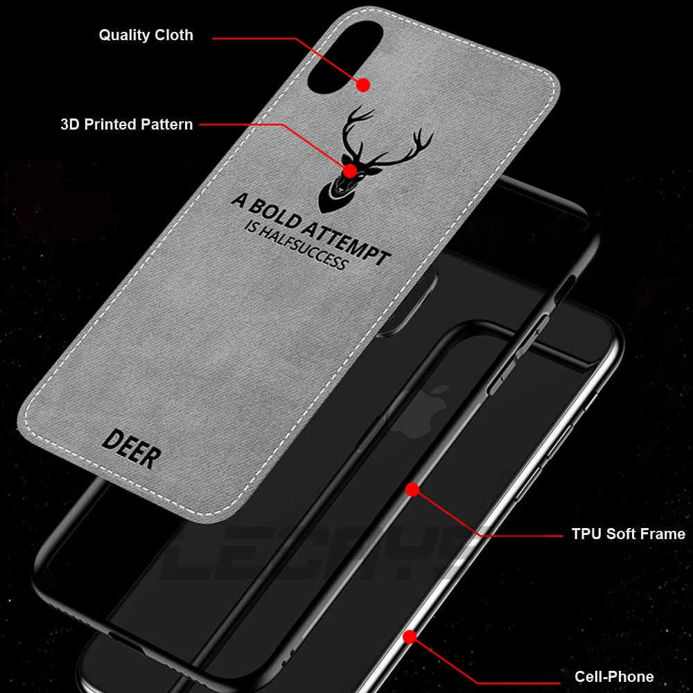 LECAYEE тканевый чехол для телефона iPhone 6S 7 8 Plus X Мягкий защитный рамка бампер задняя