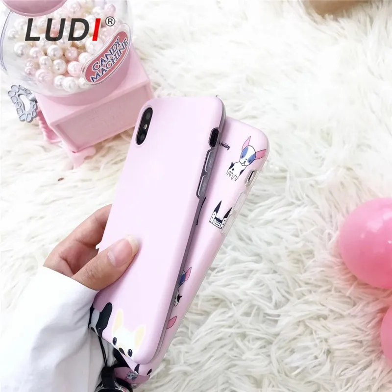 LUDI милый чехол с французскими Собаками Для iPhone X 7/8 plus мягкий Pro-TPU хипстерский