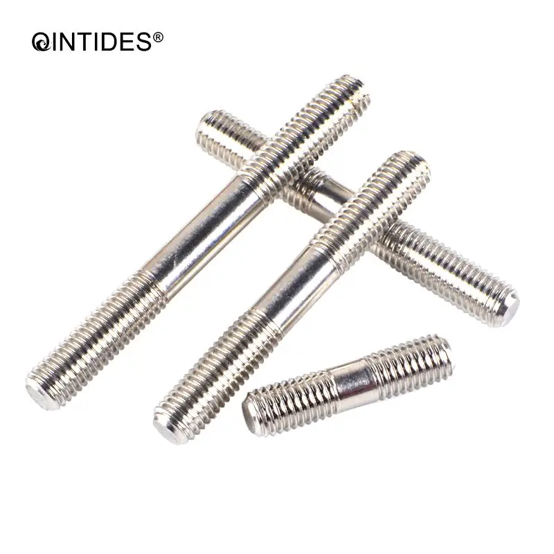 Qinstindes M3 M4 M5 двойные концевые шпильки(зажимной тип) 304 Изометрические болты с двойной головкой из нержавеющей стали