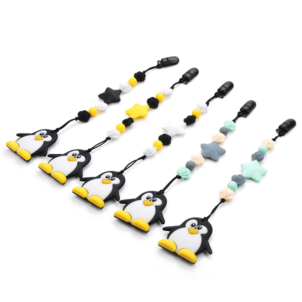 Силиконовый держатель для зубов в виде пингвина|pacifier holder|pacifier clipspacifier clip baby |