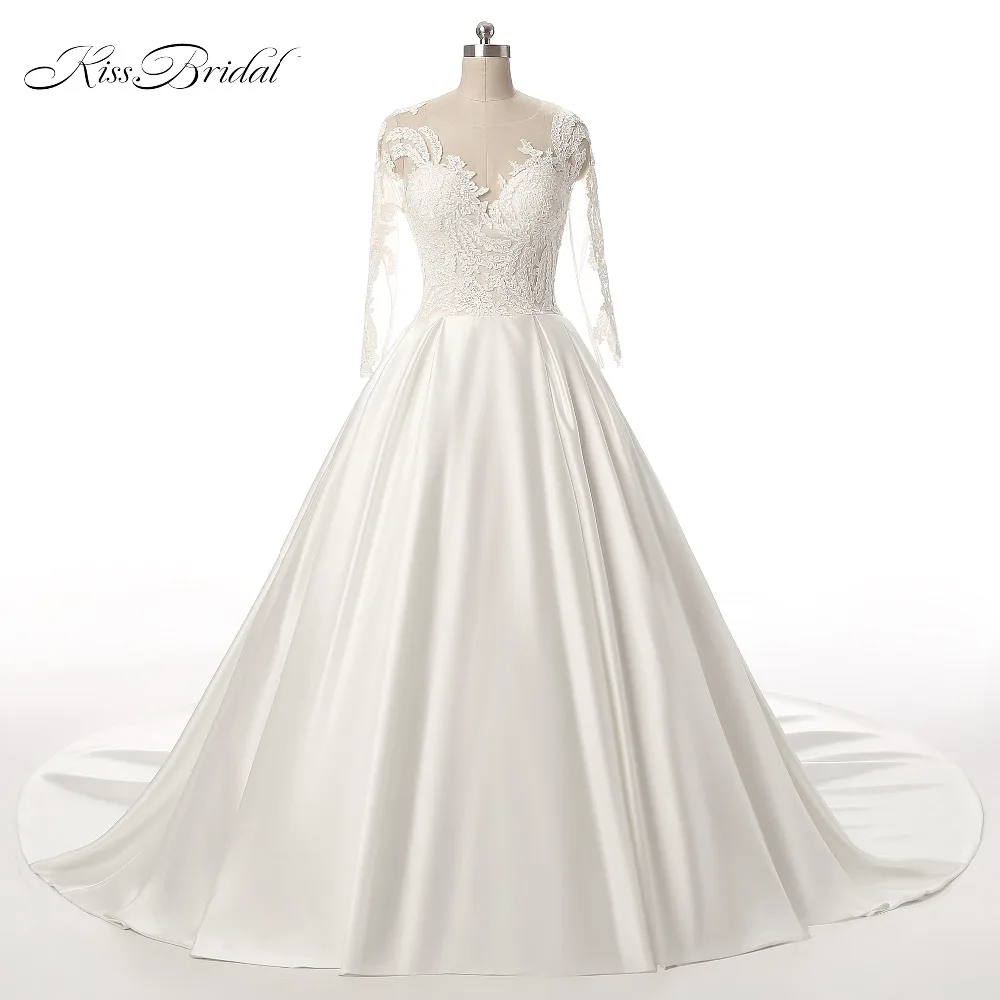 

Robe de Mariage Sexy Illusion Back Lace Vintage Ball Gown Wedding Dresses 2017 Long Sleeves Bride Gowns Vestido de Noiva