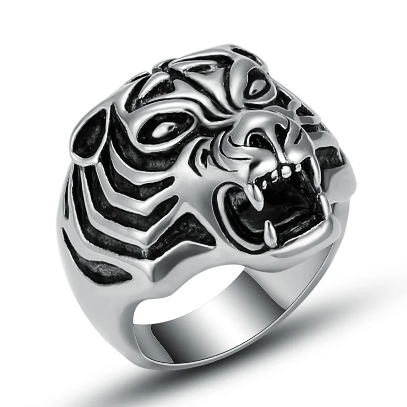 Новое поступление Нержавеющая сталь серебро Цвет в виде головы тигра кольца для