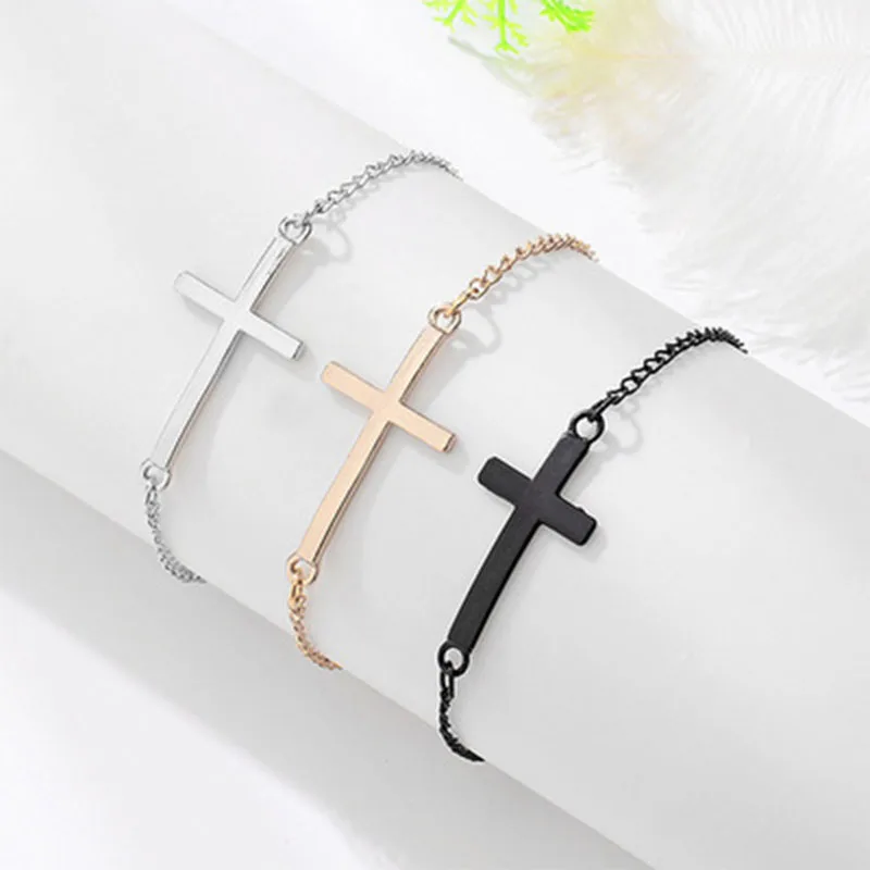 Bijoux Новая мода Панк Любовь винтажный с серебряным покрытием браслет крестом для
