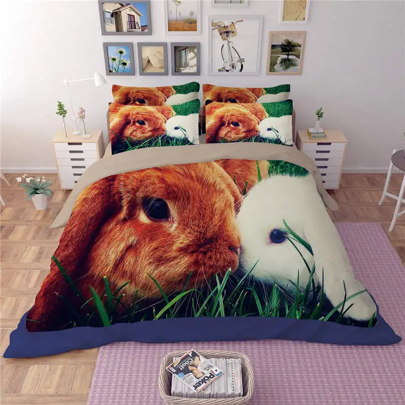 Постельное белье Kiss Rabbit с 3D принтом Комплект постельного белья односпальное
