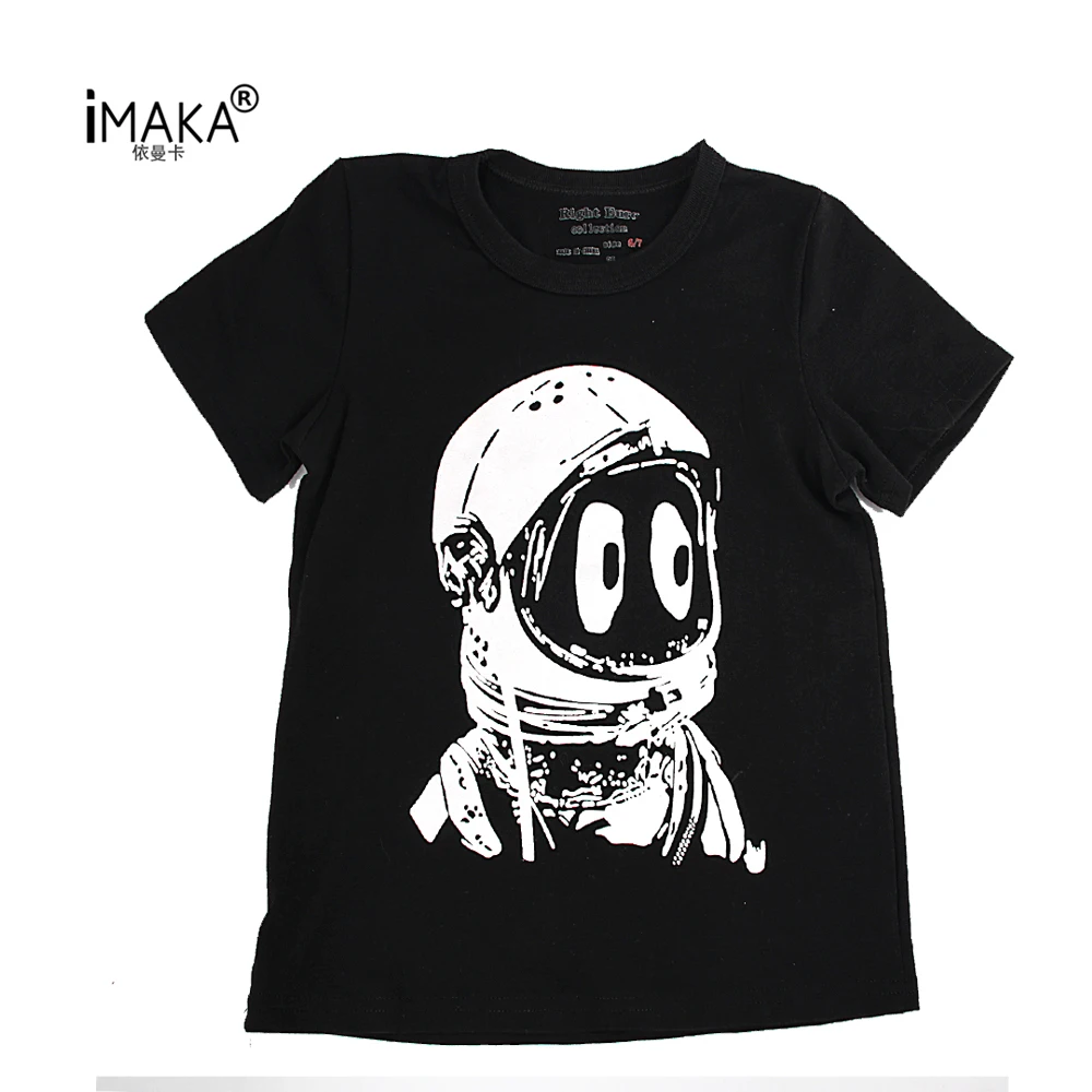 Imaka детская футболка для Одежда мальчиков и девочек 2017 бренд Детская летняя топы